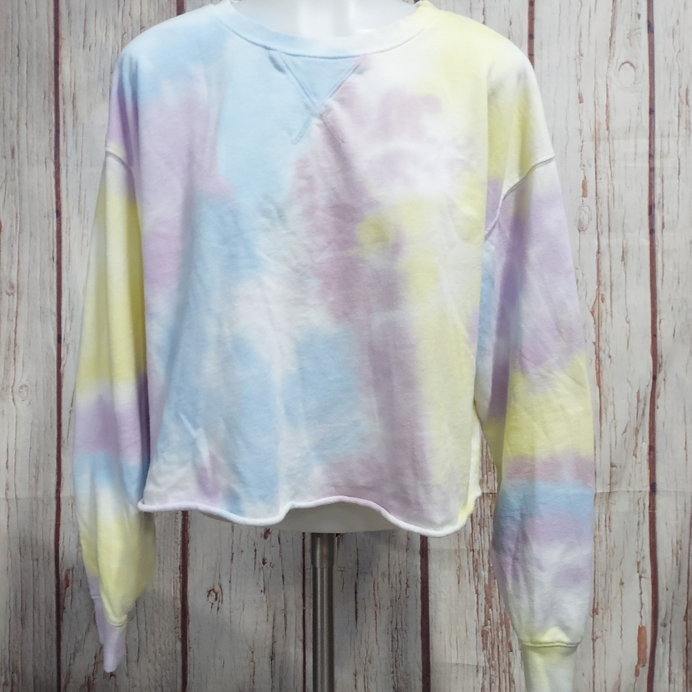 Colsie Tie Dye Pullover Cropped Sweatshirt - Picture 5 of 15